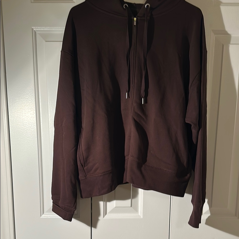 MM Lafleur Burgundy Zip-Up Hoodie Casual Style